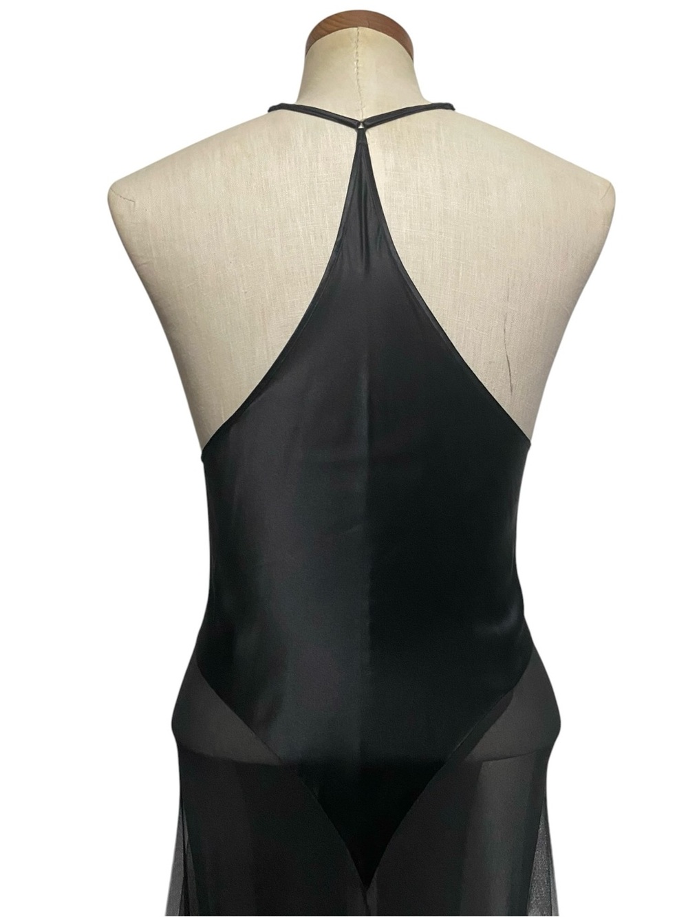 Victoria’s Secret Black Archive Sheer Plunge Slip Dress Sz Small - Picture 10 of 15